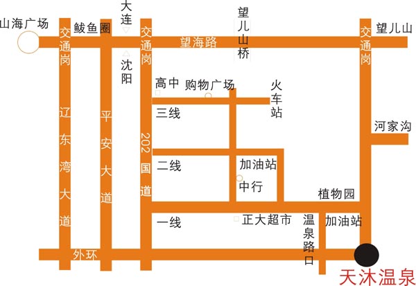 熊岳天沐温泉地图