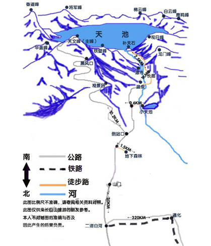 长白山旅游交通示意图