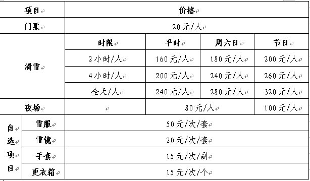 2012-2013何家沟滑雪场票价